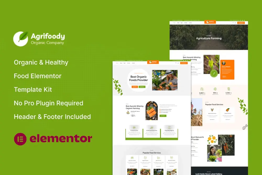 Agrifoody – Elementor Template Kit for Organic & Healthy Food