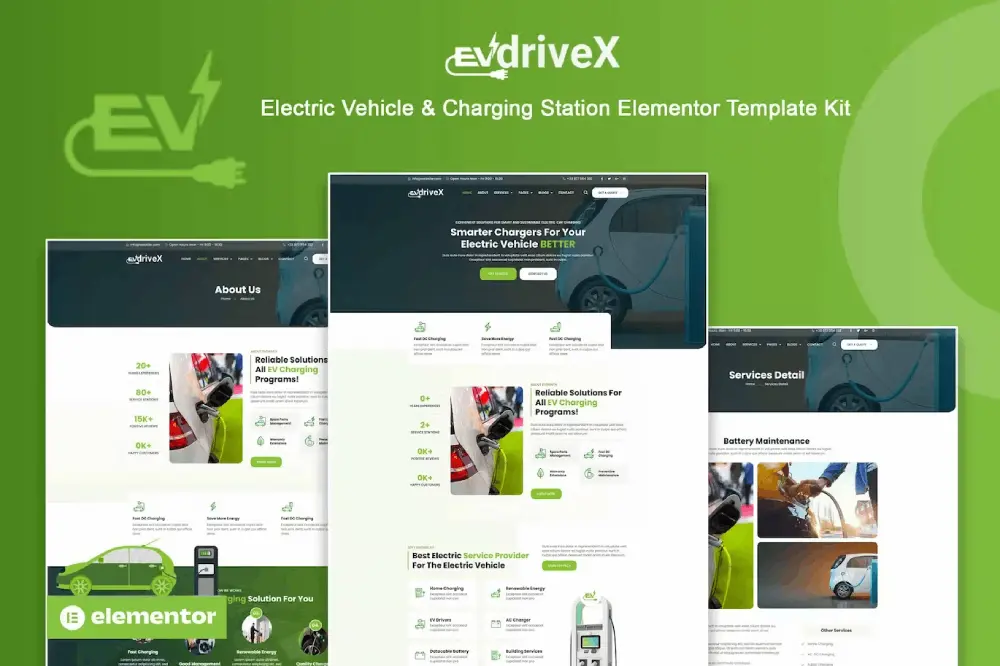 EVdriveX – Elementor Kit for Electric Vehicles & Charging Stations
