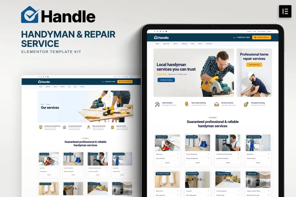 Handle: Elementor Template Kit for Handyman & Repair Services