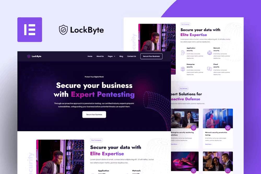 LockByte – Elementor Template Kit for Cyber Security Services