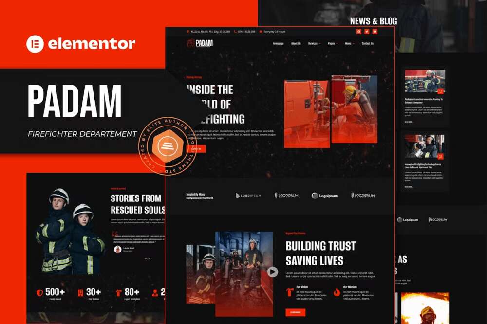 Padam – Elementor Template Kit for Firefighter Department & Emergency Services