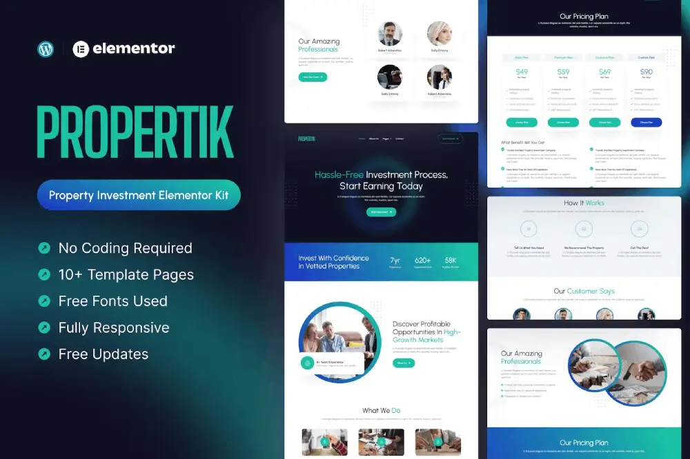 Propertik – Elementor Template Kit for Property Investment Websites