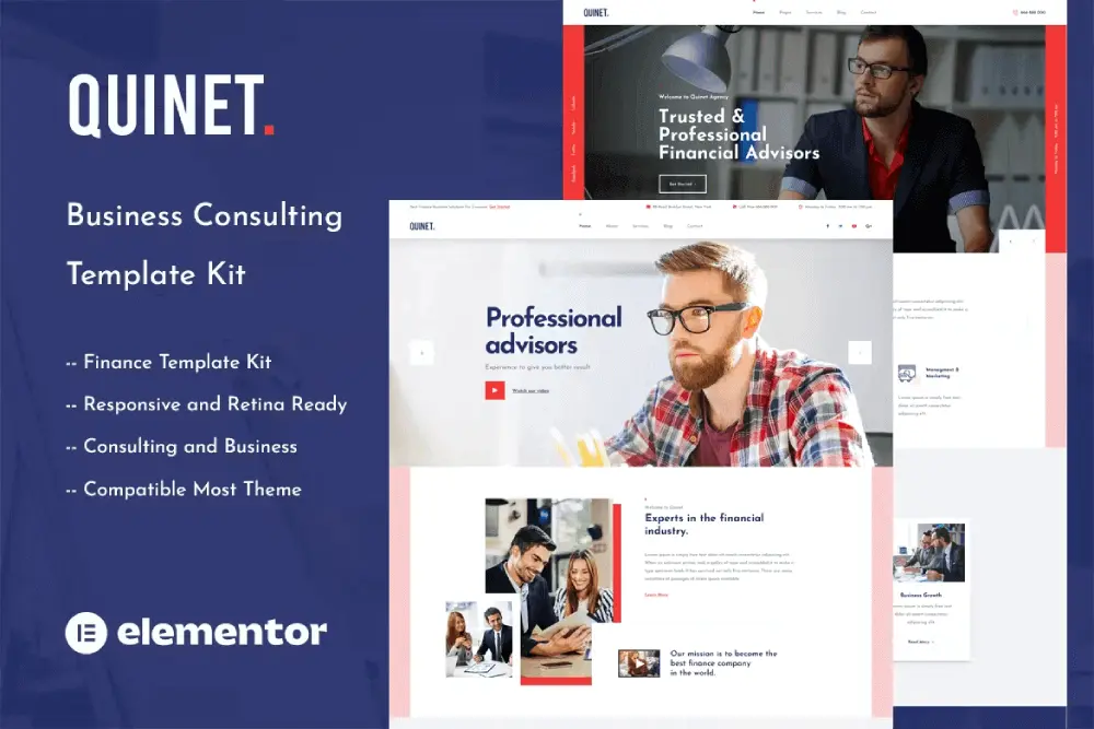 Quinet – Elementor Template Kit for Business Consulting Services