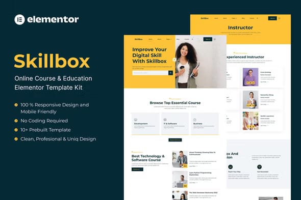 Skillbox: Elementor Template Kit for Online Courses & Education