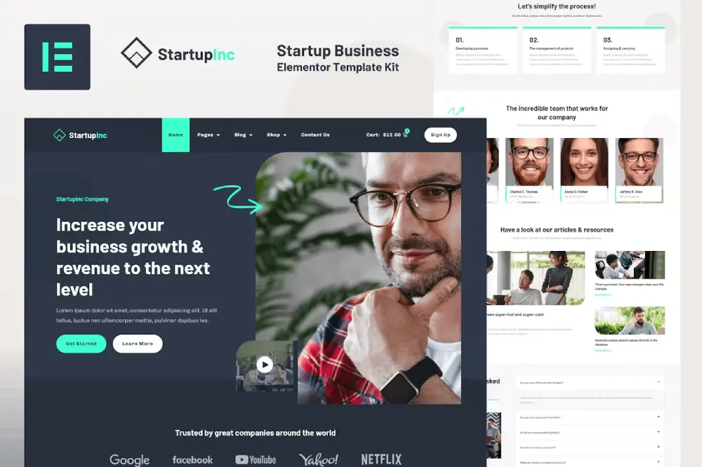 StartupInc – Elementor Pro Template Kit for Startup Businesses