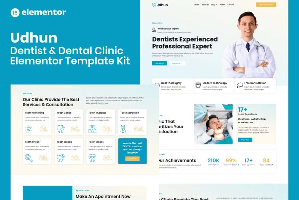 Udhun - Elementor Pro Template Kit for Dentists & Dental Clinics