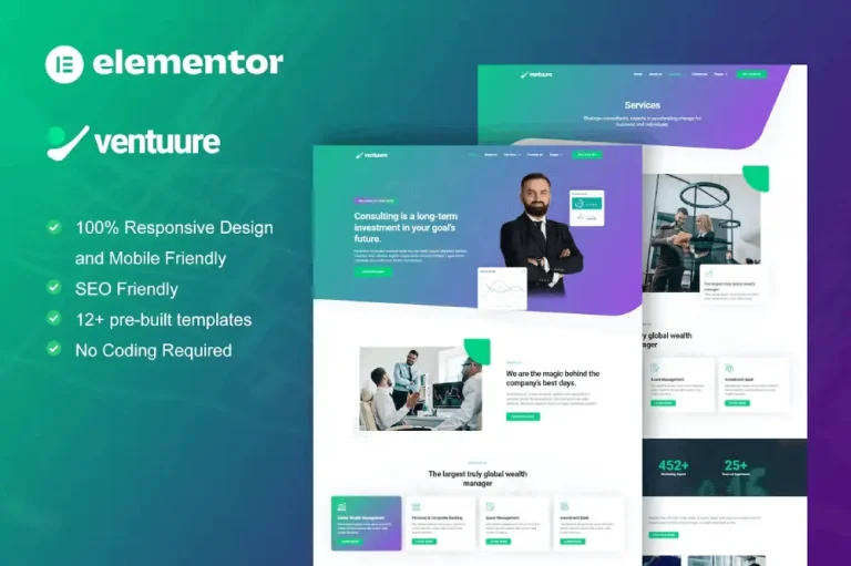 Ventuure: Elementor Template Kit for Business Consulting & Investment