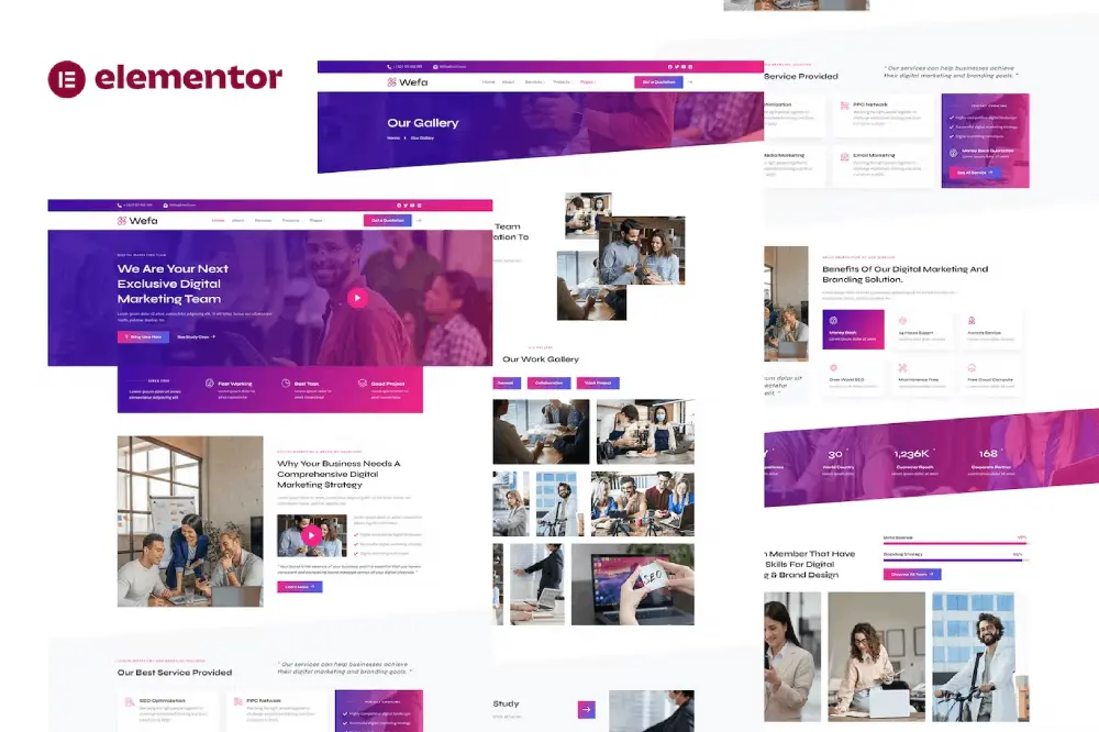 Wefa: Elementor Template Kit for Digital Marketing & Brand Design Agency