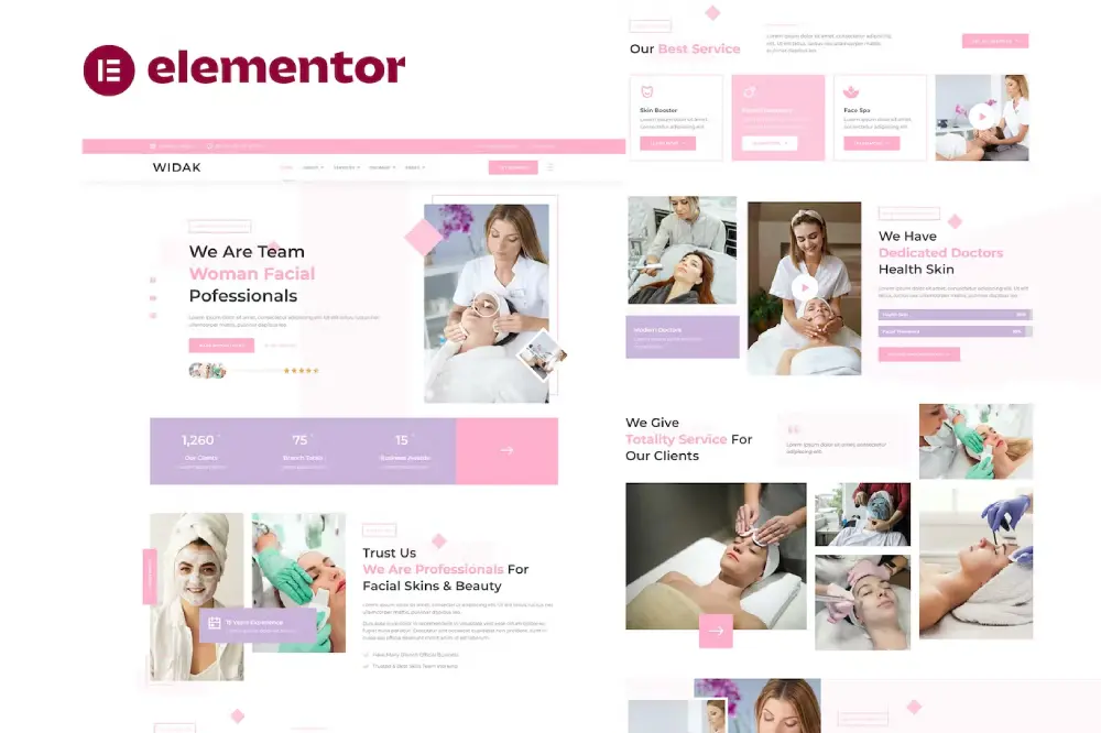 Widak: Elementor Template Kit for Facial Care & Beauty Treatment