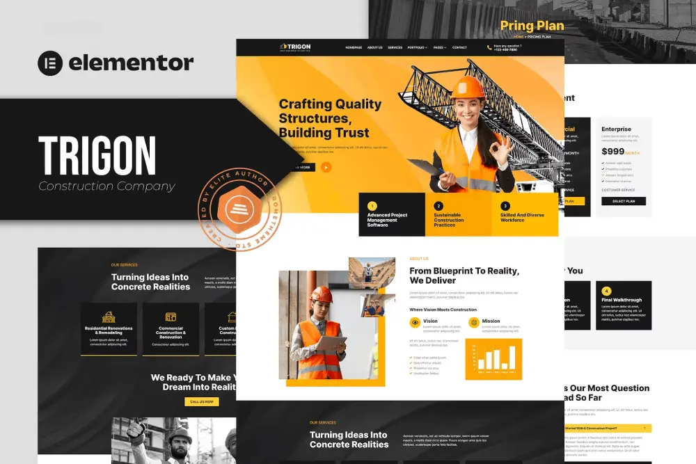 Trigon: Elementor Template Kit for Construction & Building Services