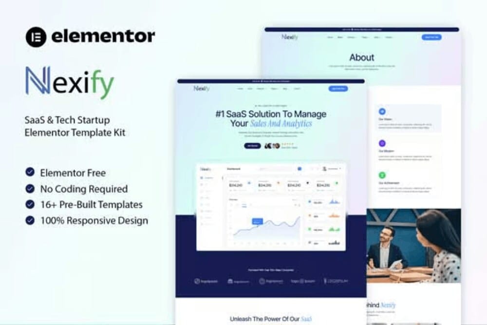 Nexify: Elementor Template Kit for SaaS & Tech Startups