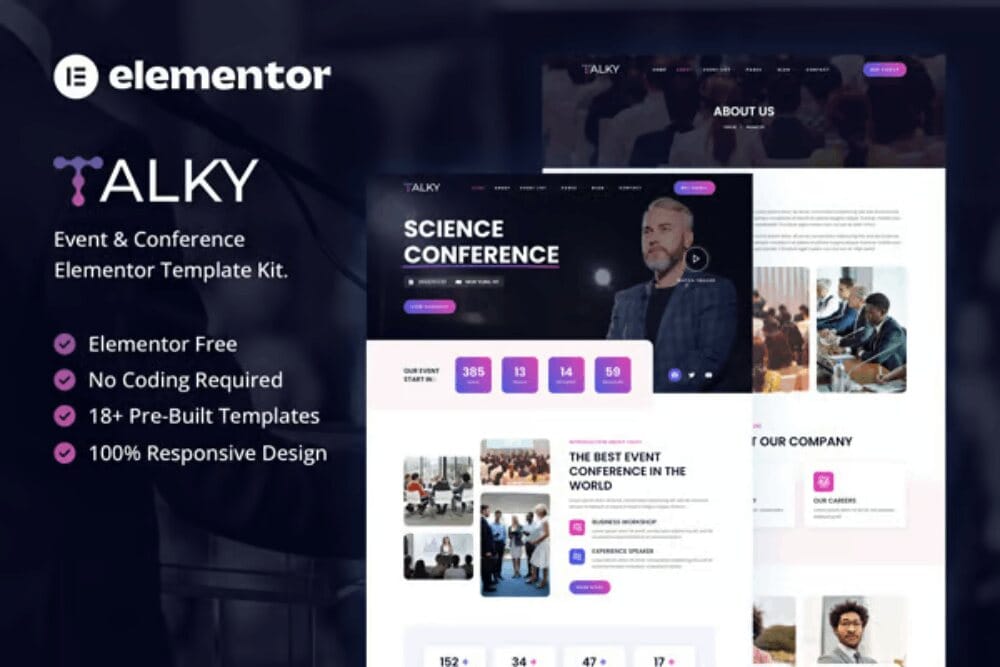Talky: Elementor Template Kit for Events & Conferences