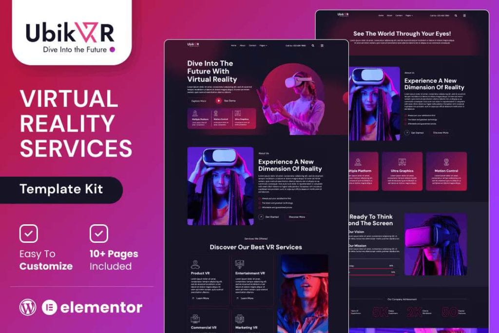 UbikVR: Elementor Template Kit for Virtual Reality Service Providers