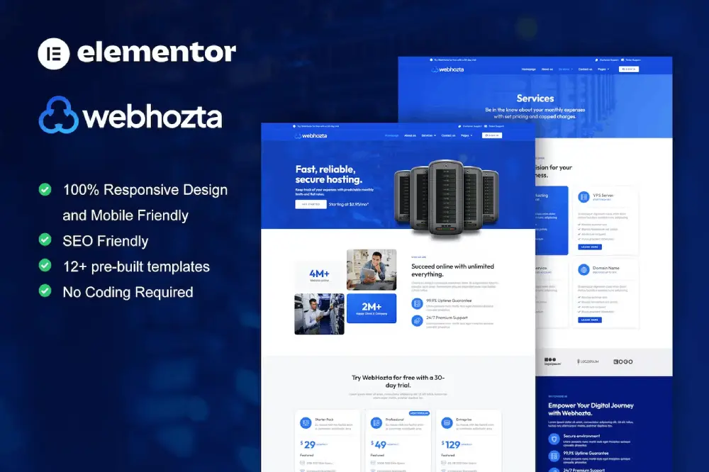 WebHozta: Elementor Template Kit for Hosting Services