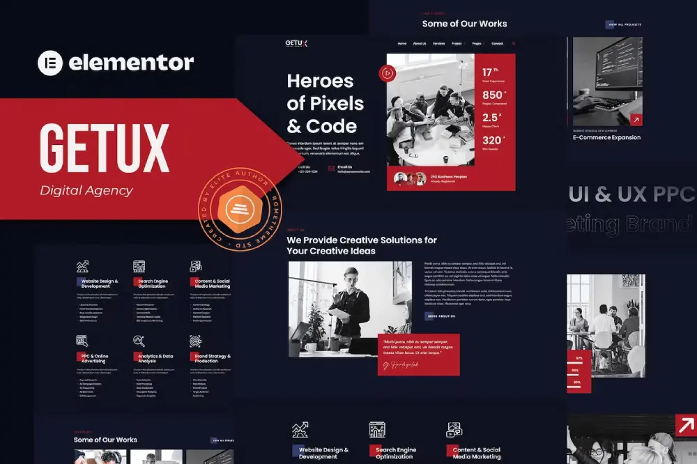 Getux – Elementor Template Kit for Modern Digital Agency Websites