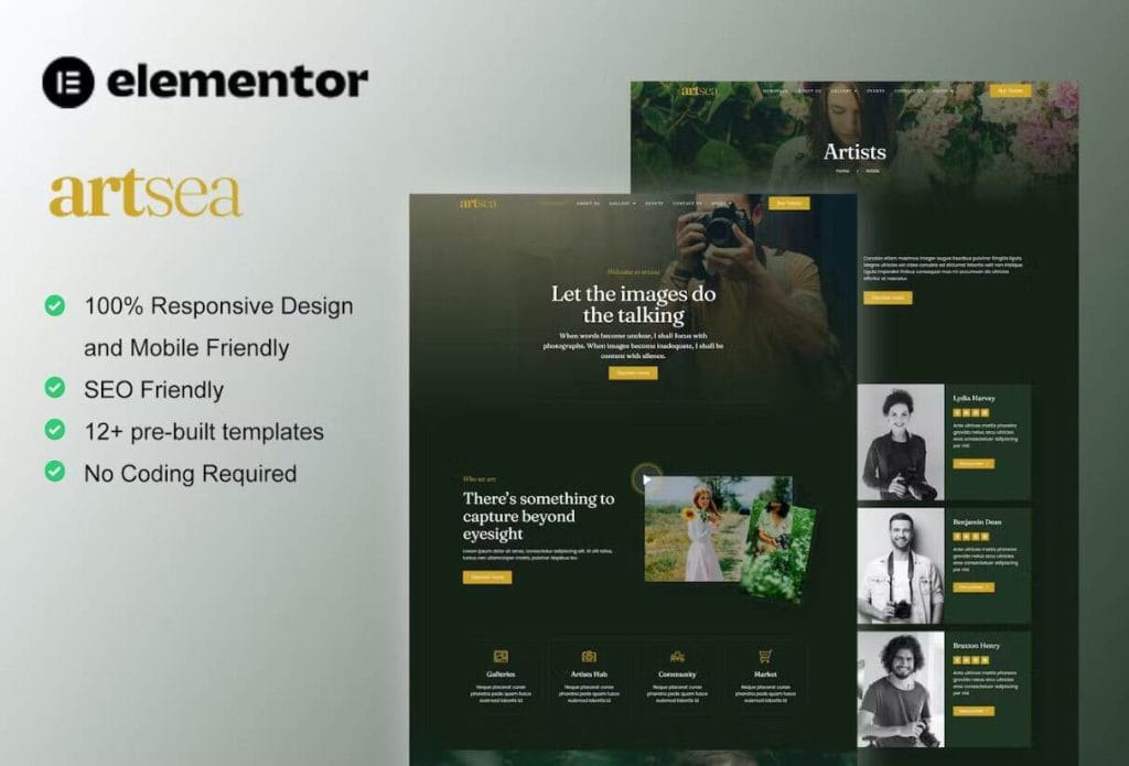 Artsea: Elementor Template Kit for Photography & Art Galleries