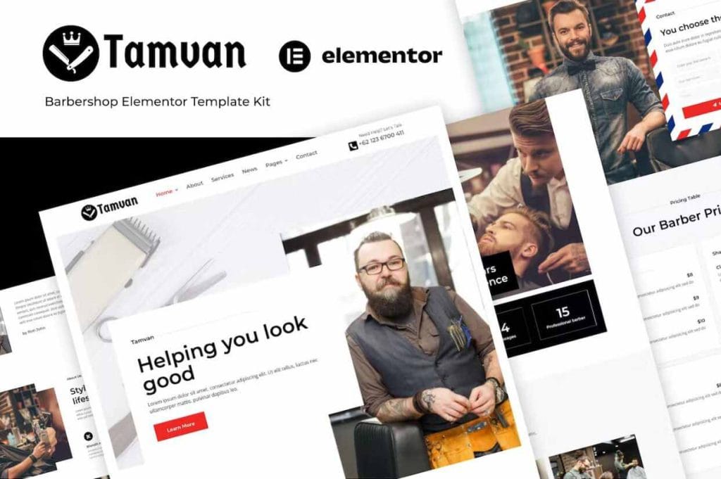 Tamvan: Elementor Template Kit for Barbershops & Grooming Services