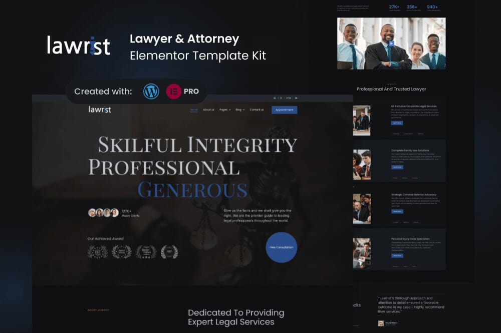 Lawrist: Elementor Template Kit for Lawyers & Legal Services