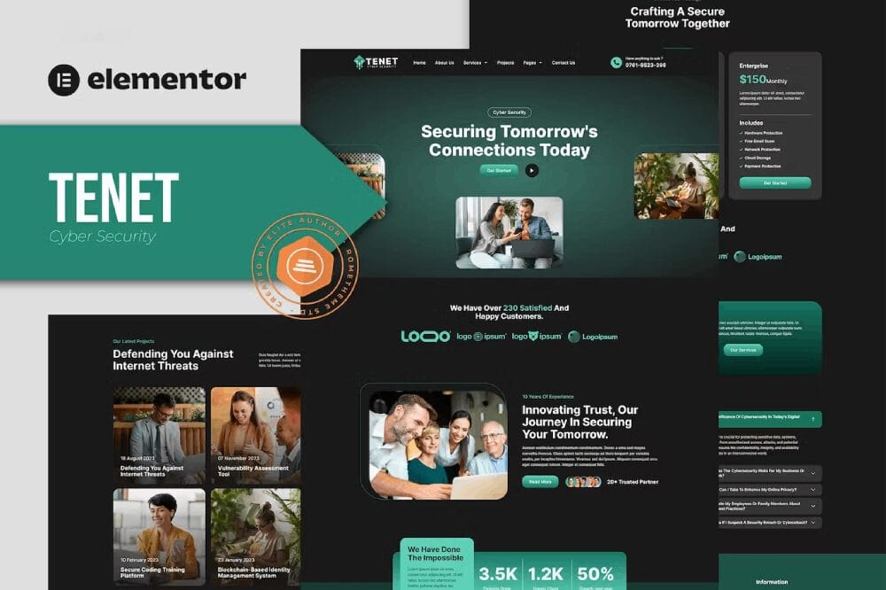 Tenet: Elementor Pro Template Kit for Cyber Security Services