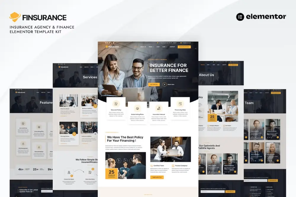 Finsurance – Elementor Pro Template Kit for Insurance & Finance Agencies