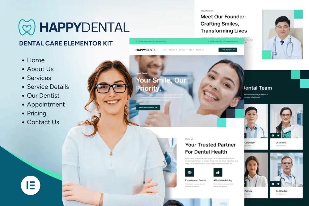 Happy Dental: Elementor Template Kit for Dental Care Services