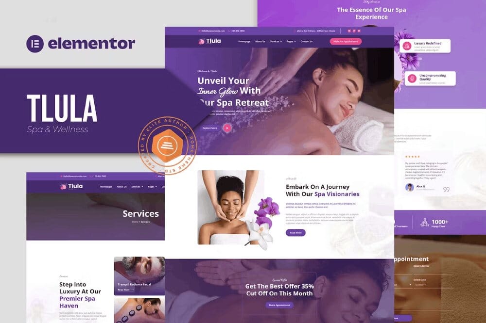 Tlula: Elementor Pro Template Kit for Spa & Wellness Services