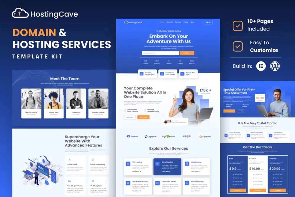 Hostingcave – Elementor Template Kit for Web Hosting Services