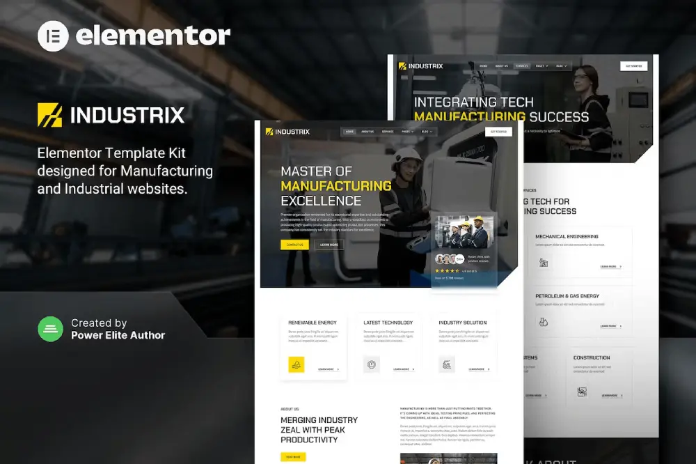 Industrix – Elementor Template Kit for Manufacturing & Industrial Businesses