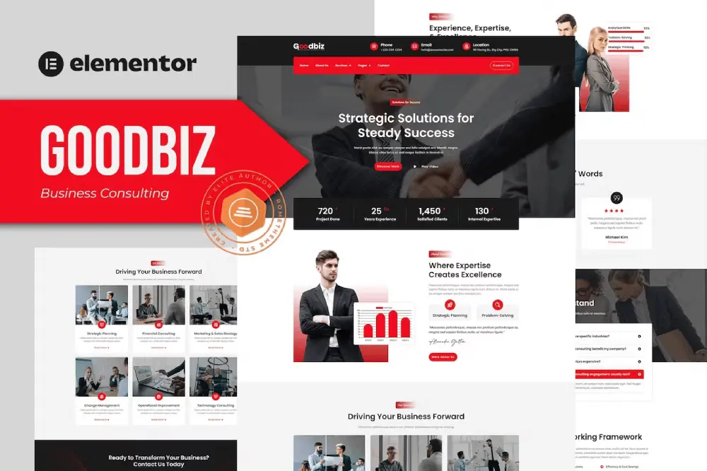 Goodbiz: Elementor Template Kit for Business Consulting & Services