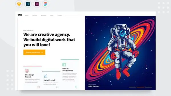 Daily UI V24 - Creative Digital Agency Website UI Template | PSD, XD, Figma, Sketch