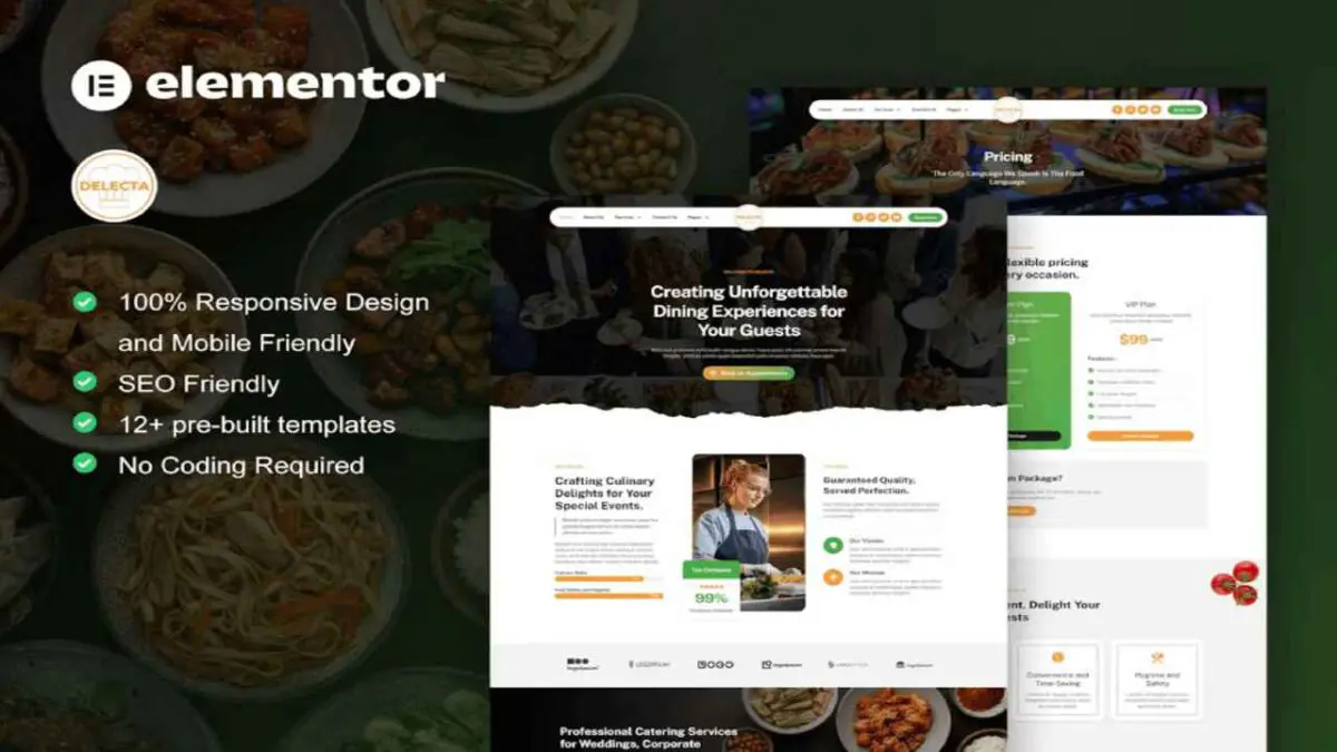 Delecta – Catering Service & Restaurant Elementor Template Kit - Image 1