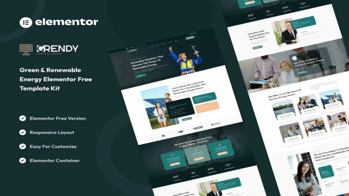 Grendy – Green & Renewable Energy Solutions Elementor Template Kit - Image 1