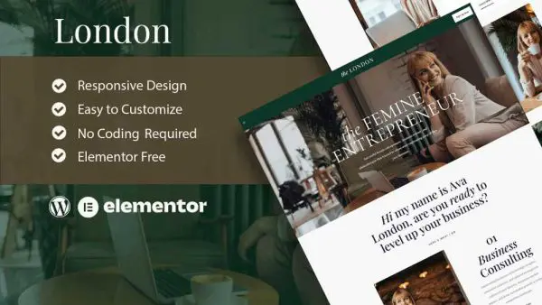 London - Elementor Template Kit for Feminine Business Coaches