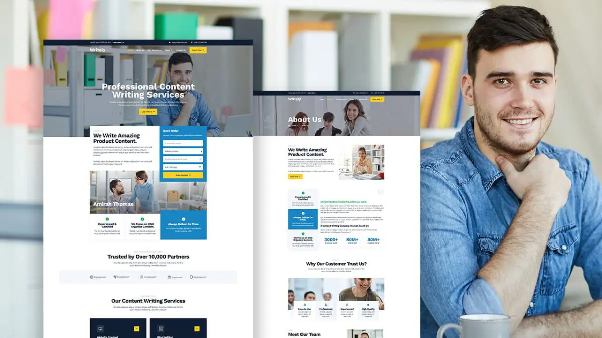 Writely: Elementor Template Kit for Content Writing & Copywriting - Image 1