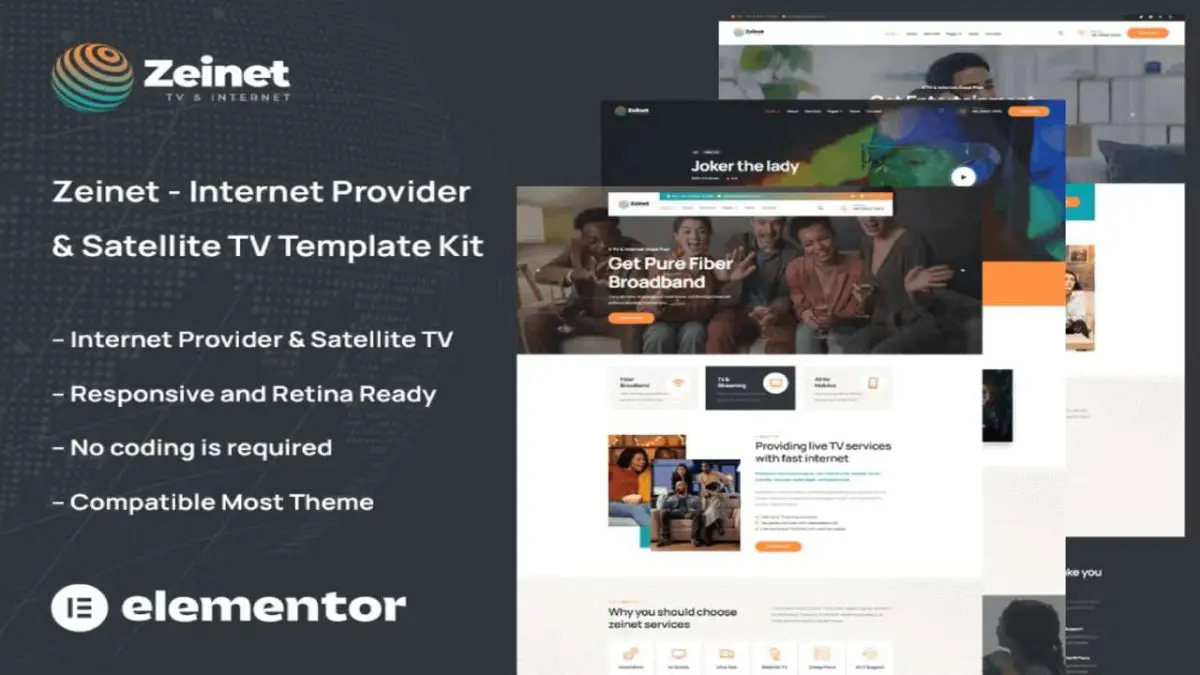 Zeinet – Internet Provider & Satellite TV Elementor Template Kit - Image 1