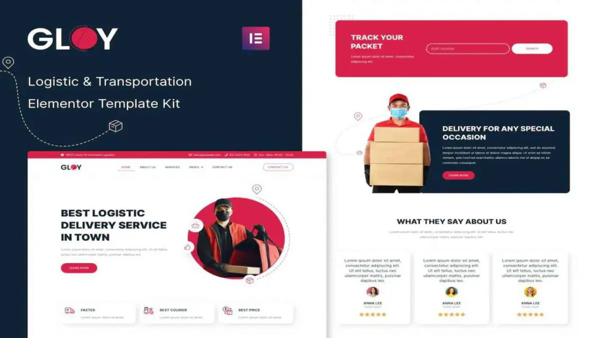 Gloy – Logistic & Transportation Delivery Elementor Template Kit - Image 1