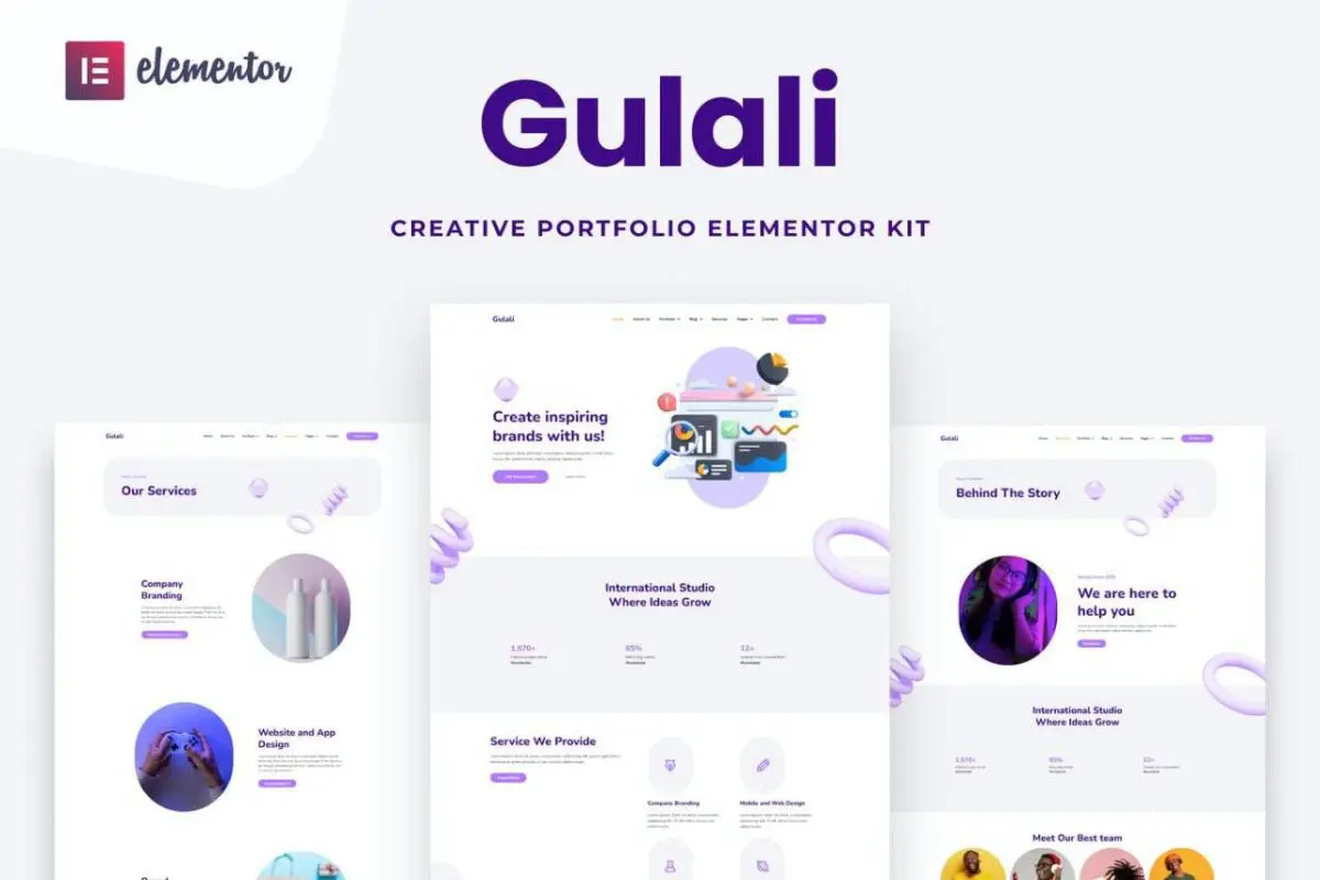 Gulali: Creative Portfolio Elementor Template Kit for Designers & Artists - Image 1