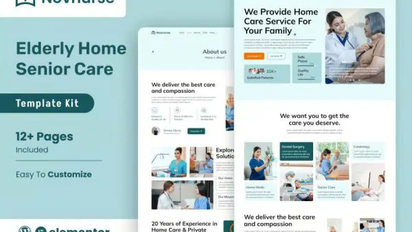 Novnurse: Senior Care Services Elementor Template Kit for Home Care Websites