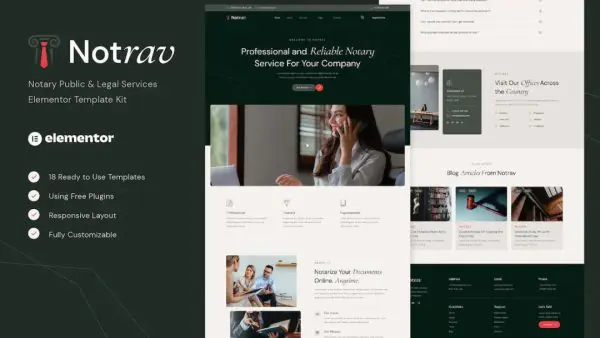 Notrav - Notary Public & Legal Services Elementor Template Kit