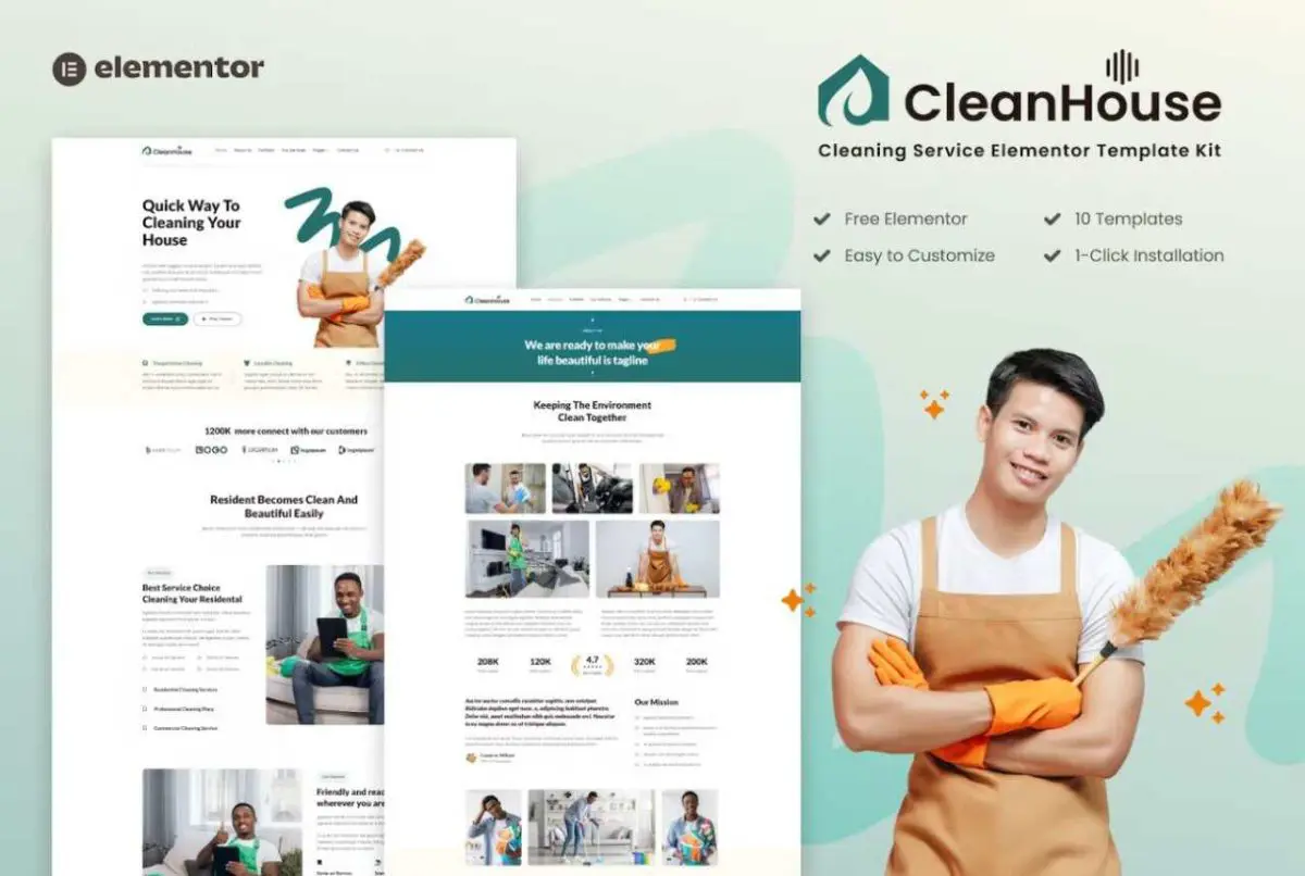 CleanHouse: Elementor Template Kit for Cleaning Services - Image 1
