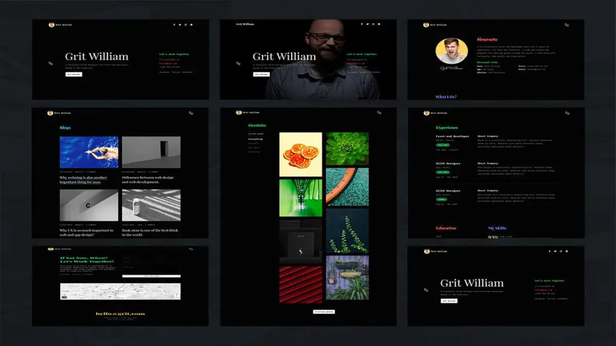 Grit - Portfolio, CV, and Resume HTML Template for Personal and Professional Use - Image 1