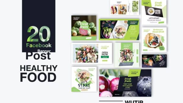 20 Facebook Post Banners – Healthy Food | Customizable & Editable PSD Templates