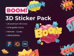 BOOM 3D Sticker Pack - Fun & Vibrant Digital Stickers for Creatives