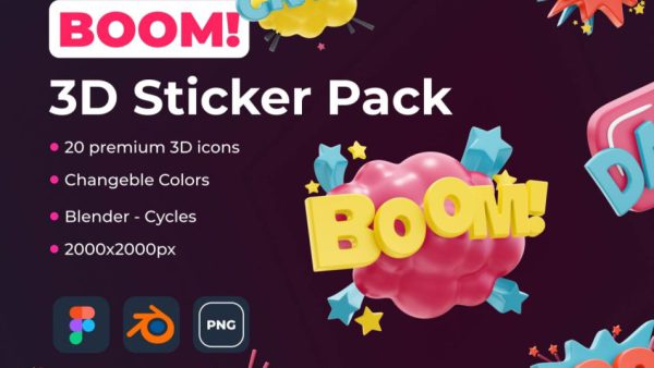 BOOM 3D Sticker Pack - Fun & Vibrant Digital Stickers for Creatives