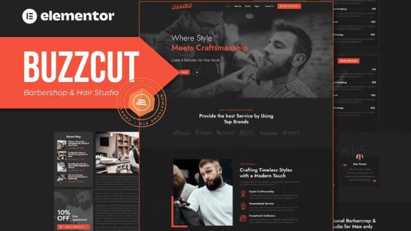 Buzzcut - Elementor Template Kit for Barbershop & Hair Studio