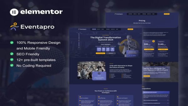 Eventapro – Modern Event & Conference Elementor Pro Template Kit