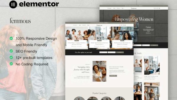 Femmous - Elementor Template Kit for Modern Feminine Blogs