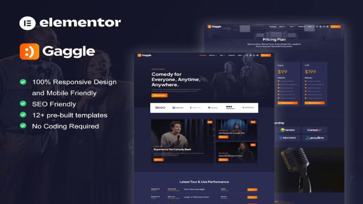 Gaggle – Comedian & Entertainment Elementor Template Kit