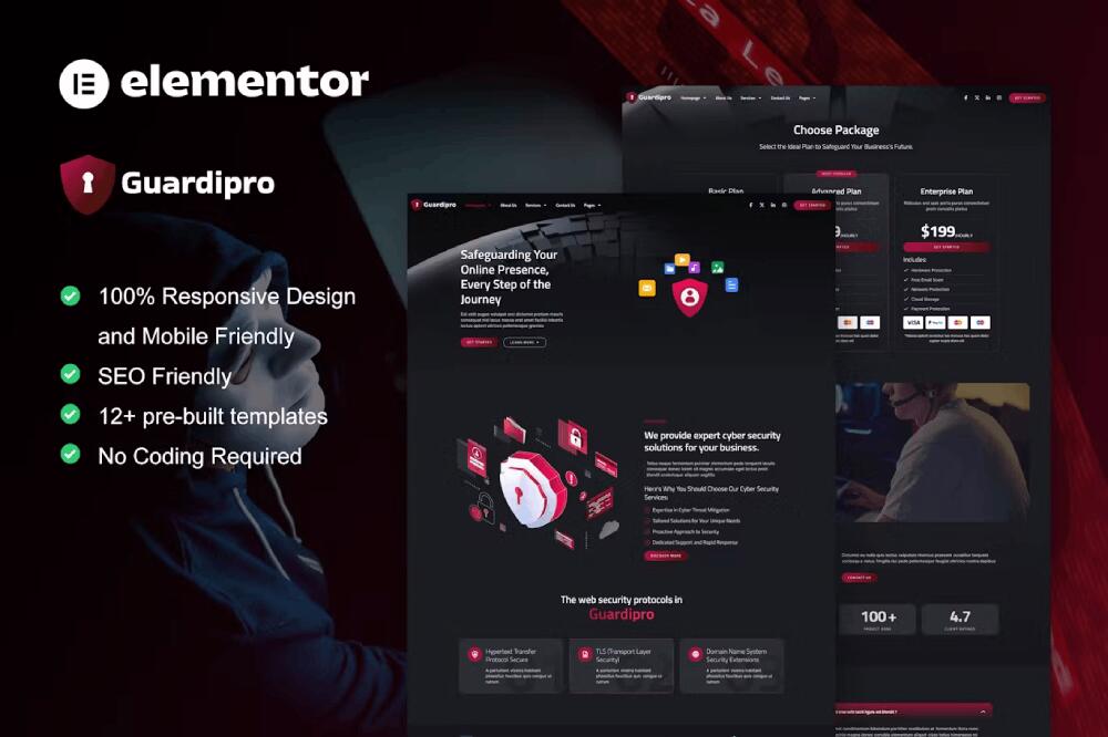 GuardianPro - Elementor Template Kit for Cyber Security Services