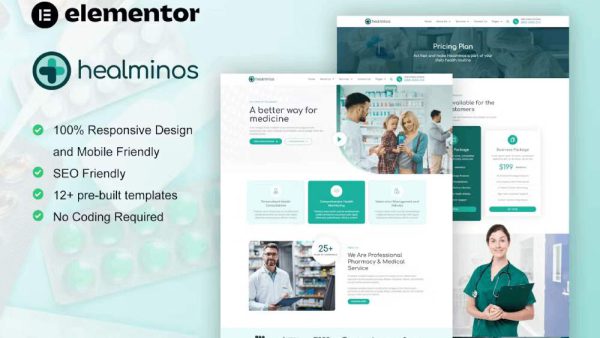 Healminos - Elementor Template Kit for Pharmacy & Medical Services